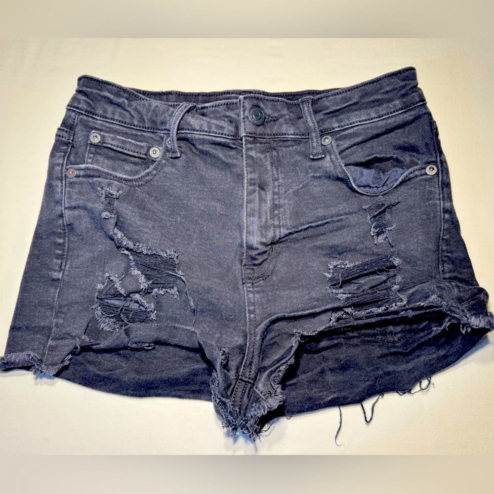 Aeropostale Dark Gray Distressed Jean Shorts